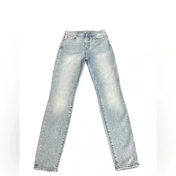 7 for all mankind High Waist Skinny Light Wash Button Fly Jeans Women’s size 27 - Picture 1 of 15